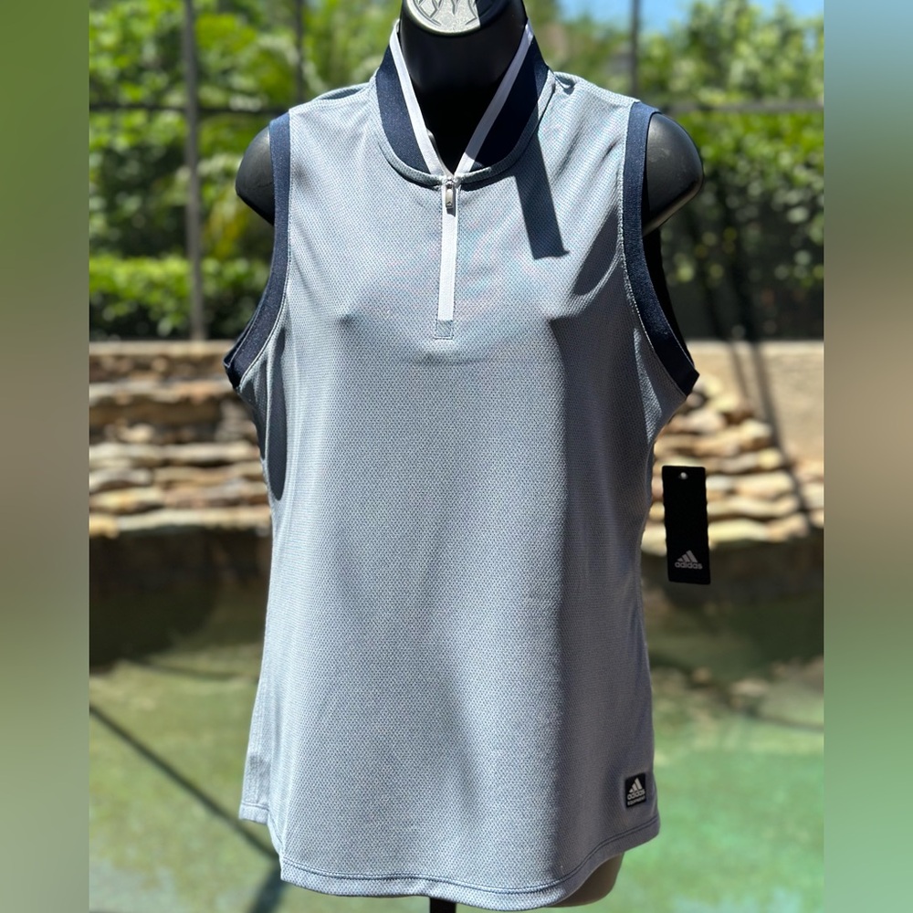ADIDAS WOMENS GOLF 1/4 ZIP SLEEVELESS POLO ADVW053